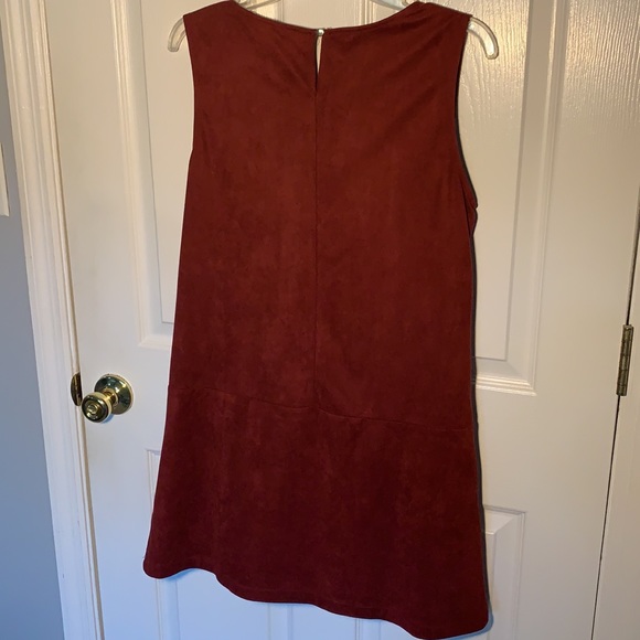 crimson red felt suede dress - Picture 2 of 2